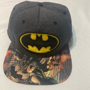 NWOT Batman DC Comics Adult Snapback Hat Cap Dark Gray w/Graphic & Bat Patch